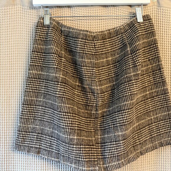 High Waist Plaid Skirt Bodycon Pencil Wool Mini Skirts - Picture 3 of 4